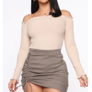 Ribbed off the shoulder top